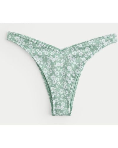 Hollister Ribbed High-leg V-waist Cheekiest Bikini Bottom - Green