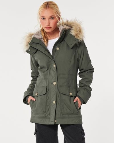 Hollister Faux Fur-lined Cozy Parka in Natural | Lyst UK