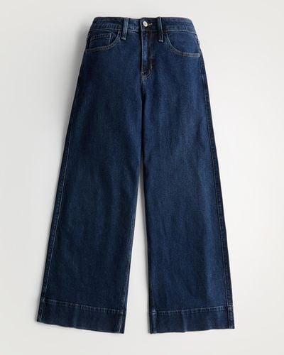 Hollister High-rise Dark Wash Baggy Wide-leg Jeans - Blue