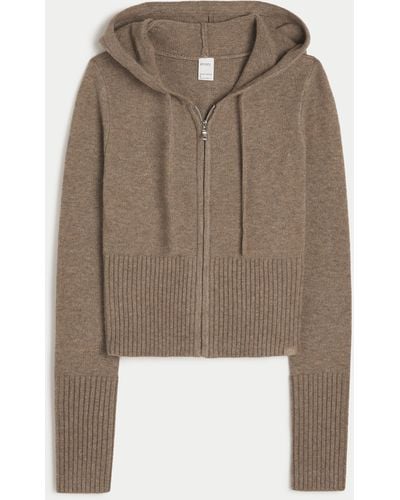 Hollister Gilly Hicks Sweater-knit Zip-up Hoodie - Brown