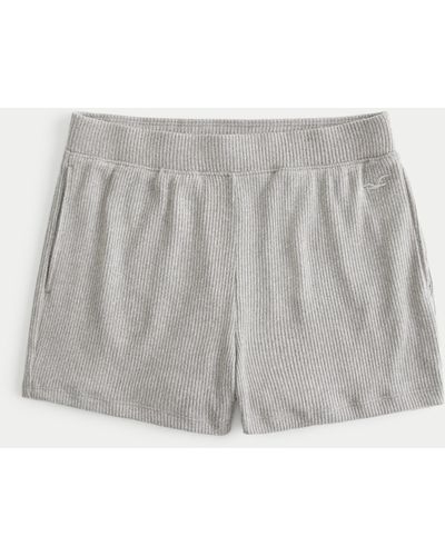 Hollister Cosy Ribbed Sleep Shorts - Grey