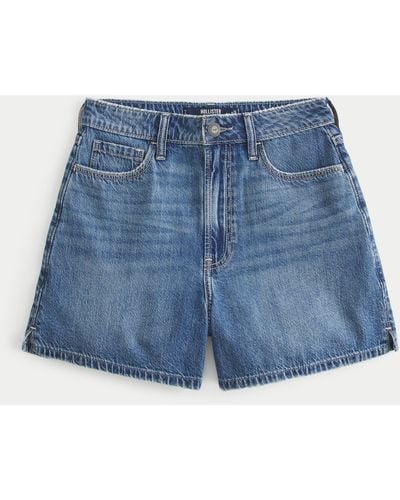 Hollister Ultra High Rise Jeans-Shorts im Stil der 90er-Jahre in dunkler Waschung, 13 cm - Blau