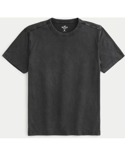 Hollister Relaxed Washed Cotton Crew T-shirt - Black