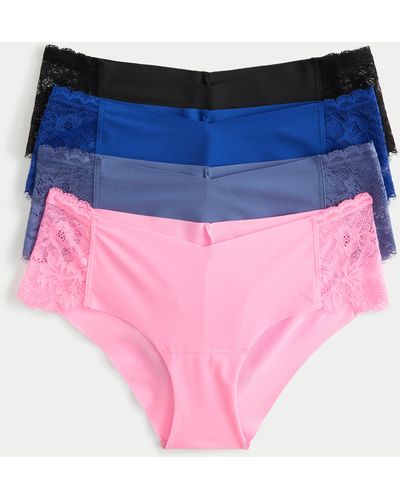 Hollister Gilly Hicks Lace-side No-show Hiphugger Underwear 4-pack - Pink
