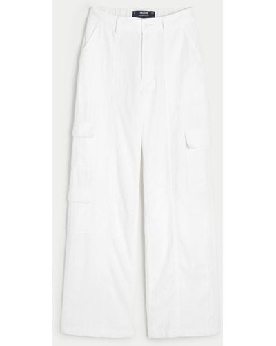 Hollister Ultra High-rise Linen Blend Baggy 3-pocket Cargo Trousers - White