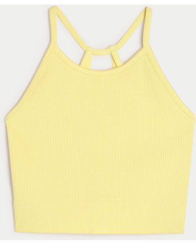 Hollister Gilly Hicks Active Ribbed Seamless Fabric High-neck Tank - Yellow