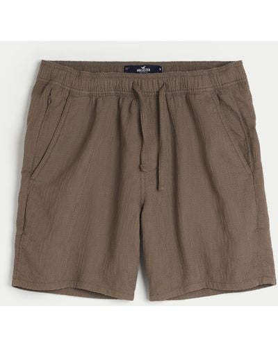 Hollister Textured Cotton Pull-on Shorts - Brown