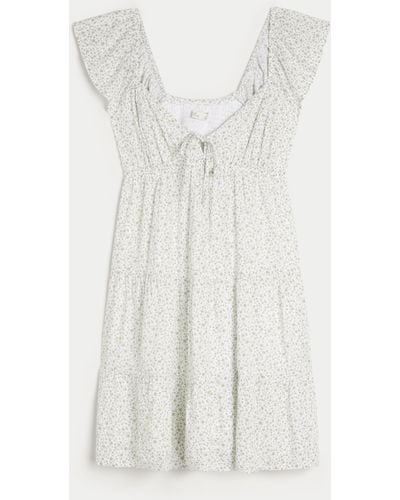 Hollister Flutter Sleeve Babydoll Dress - White