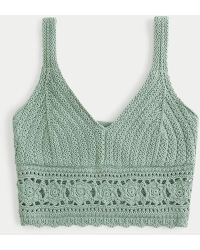 Hollister Crop Crochet-style Bralette - Green