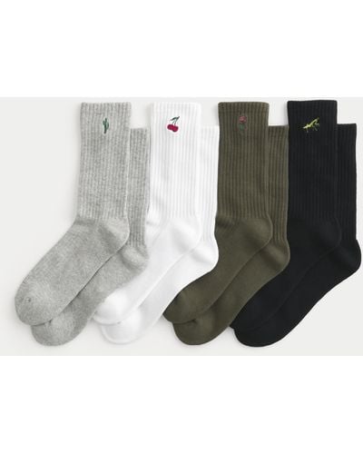 Hollister Embroidered Crew Socks 4-pack - Multicolour