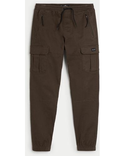 Hollister Twill Cargo Joggers - Brown