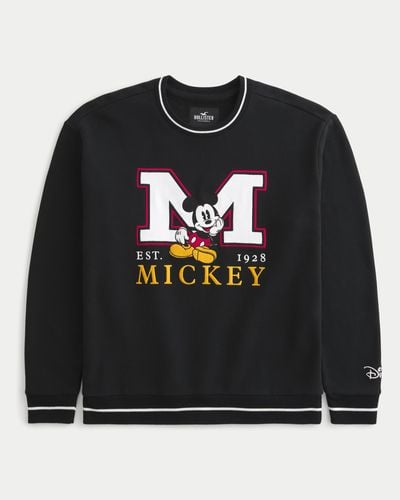 Hollister Relaxed Mickey Graphic Crew Sweatshirt - Black