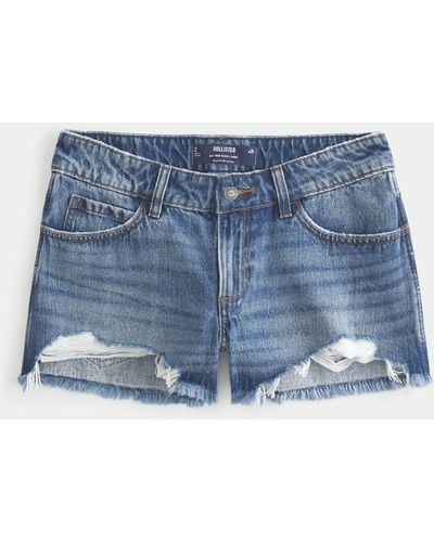 Hollister Low-rise Medium Wash Baggy Denim Shorts - Blue