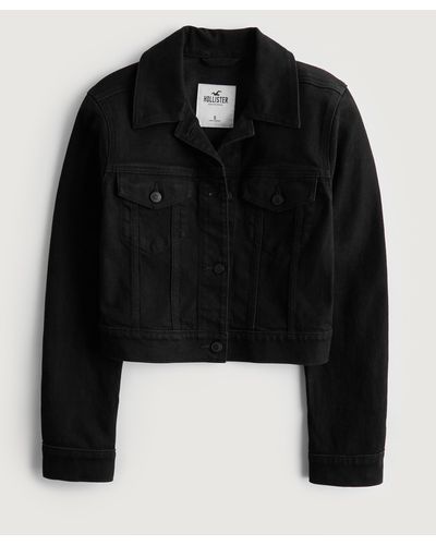 Hollister Black Crop Denim Jacket
