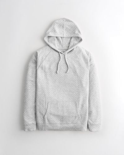 Hollister Gilly Hicks Quilted Fleece Pullover Hoodie - Grau