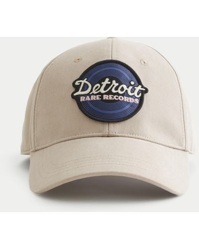 Hollister Detroit Rare Records Canvas Snapback Baseball Hat - White