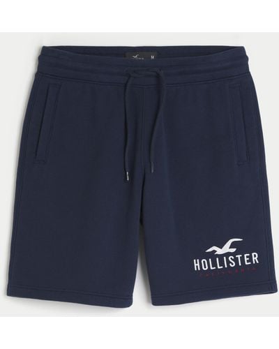 Hollister Fleece-Shorts mit Logo, 23 cm - Blau