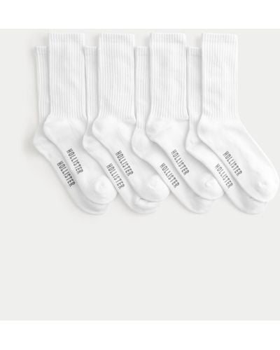 Hollister Logo Crew Socks 4-pack - White