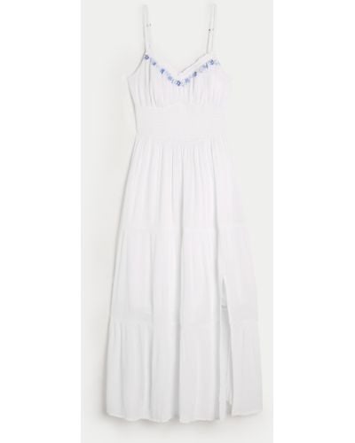 Hollister Smocked Waist Crisscross Back Midi Dress - White