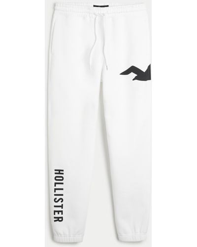 Hollister Lässige Fleece-Jogger mit Logografik - Weiß