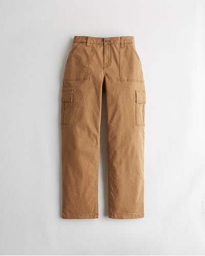 Hollister Curvy High-rise Utility Dad Trousers - Brown