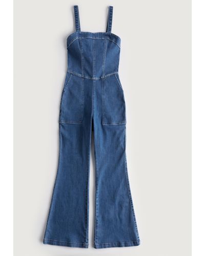 Hollister Denim Corset Jumpsuit - Blue