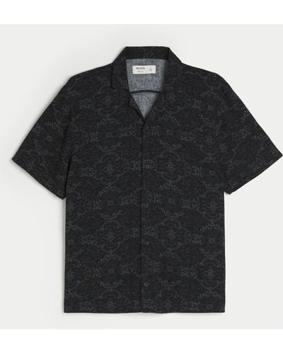 Hollister Boxy Short-sleeve Pattern Shirt - Black