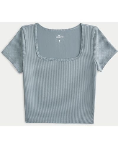 Hollister Ribbed Seamless Fabric Square-neck Top - Blue