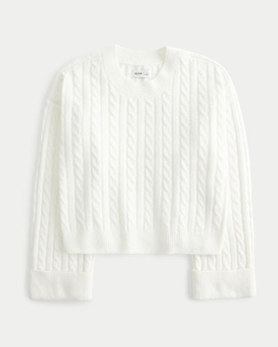 Hollister Easy Cable-knit Crew Jumper - White