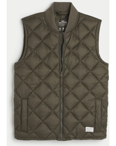 Hollister Ultimate Diamond-quilted Puffer Vest - Green