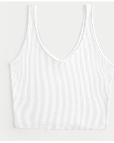 Hollister Ribbed Seamless Fabric V-neck Tank - White