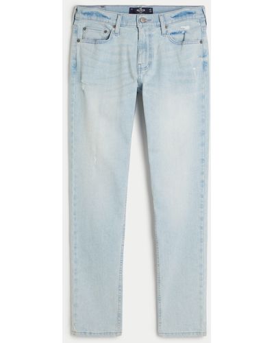 Hollister Skinny Jeans in heller Distressed-Waschung - Blau