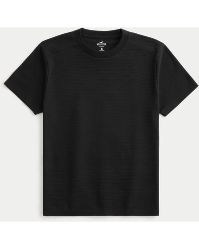 Hollister Lässiges strukturiertes T-Shirt mit Rundhalsausschnitt - Schwarz