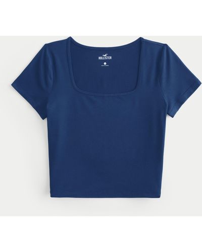 Hollister Soft Stretch Seamless Fabric Square-neck T-shirt - Blue