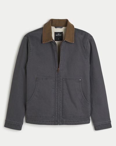 Hollister Faux Shearling-lined Workwear Jacket - Black