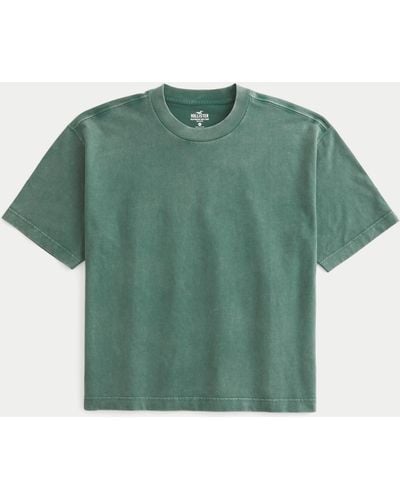Hollister Schweres, kastig und kurz geschnittenes T-Shirt mit Rundhalsausschnitt - Grün
