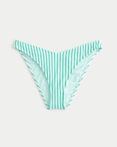 Hollister Scrunch-ribbed V-front High-leg Cheeky Bikini Bottom - Blue