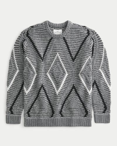 Hollister Lässiger, strukturierter Pullover mit Rundhalsausschnitt - Grau