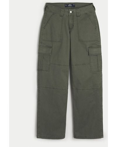 Hollister Low-rise Baggy Cargo Trousers - Green