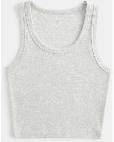Hollister Ribbed Scoop Tank - White