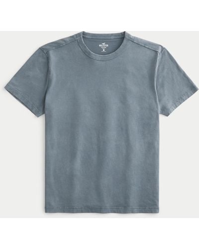 Hollister Lässiges verwaschenes T-Shirt mit Rundhalsausschnitt aus Baumwolle - Blau