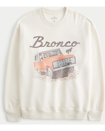 Hollister Sweatshirt in Oversized Fit mit Rundhalsausschnitt und Ford Bronco-Grafik - Weiß