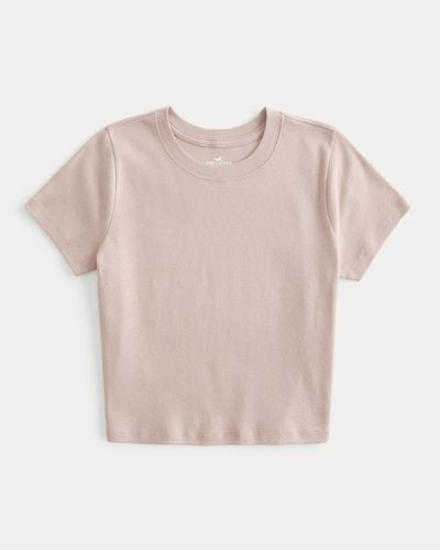 Hollister Cotton Crew Baby Tee - Natural