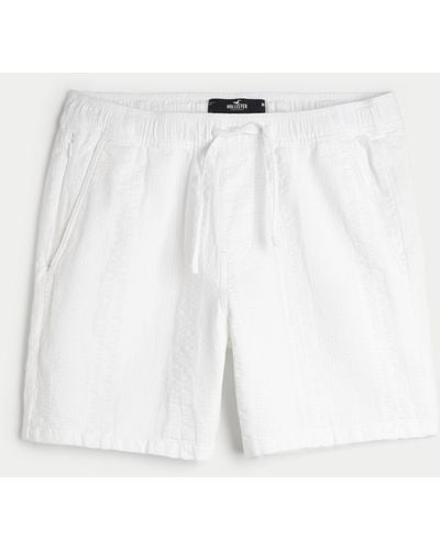 Hollister Seersucker-Shorts, 18 cm - Weiß