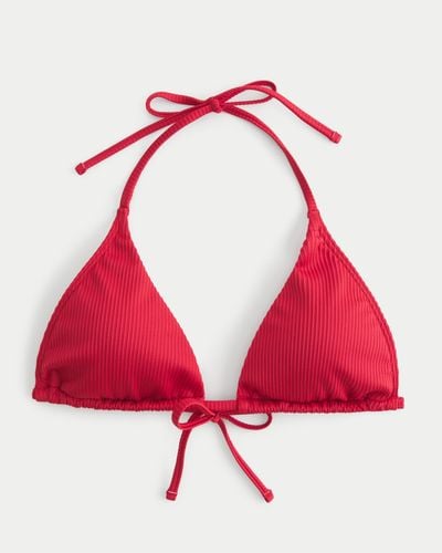 Hollister Ribbed Multi-way Triangle Bikini Top - Red