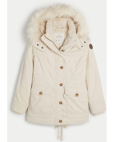 Hollister Faux Fur-lined Cosy Parka - Natural