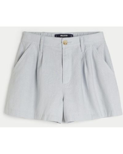 Hollister Pleated Linen Blend Shorts - Grey