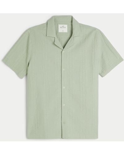 Hollister Short-sleeve Button-through Seersucker Shirt - Green
