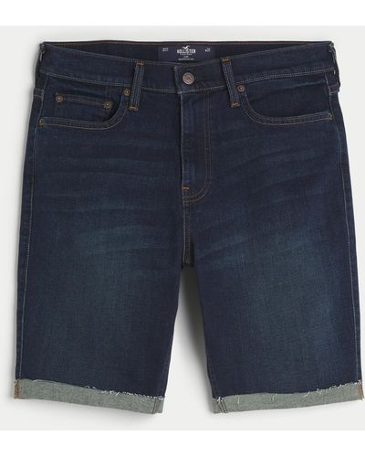 Hollister Dark Wash Slim Denim Shorts 9" - Blue