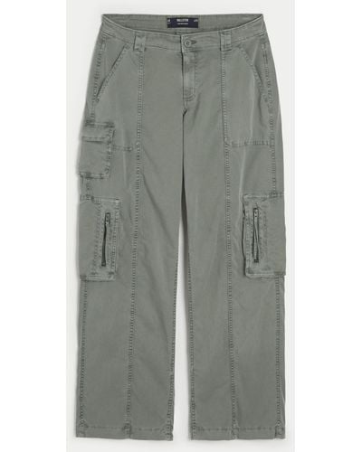 Hollister Low-rise Baggy Cargo Trousers - Grey